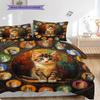 Tabby Cat Pattern Bedding Quilt Set Quilt Cover Pillowcase Home Decoration Birthday Gift (1 * duvet cover + 2 * pillowcase, without core)