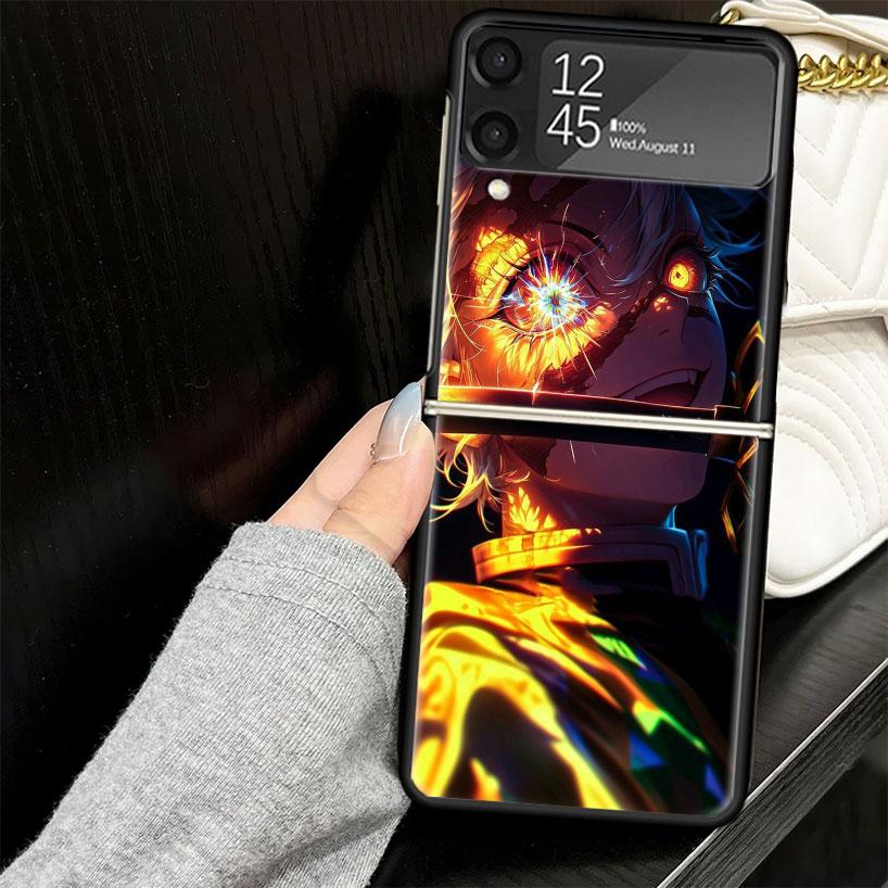 Demon Slayer Shinazugawa Sanemi Case for Samsung Galaxy Z Flip7 Flip6 Flip5 Flip4 Flip3 5G Hard Phone Shell Z Flip 7 6 5 4 3 Bla