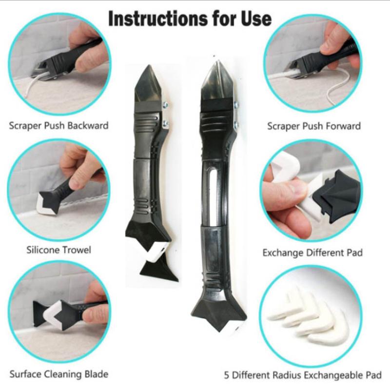 1Set Caulk Nozzle Applicator Silicone Scraper Sealant Caulking Smooth Remover Tools Kit Floor Caulk Finisher Grout Accessoriess