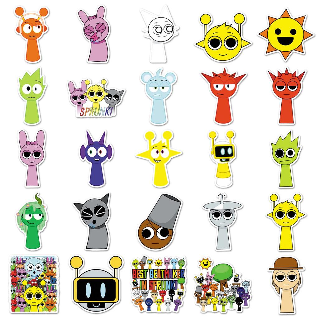 Naklejki Graffiti do Rhythm Box: 50 naklejek dekoracyjnych z kreskówkami o grach na telefon, komputer lub deskorolkę