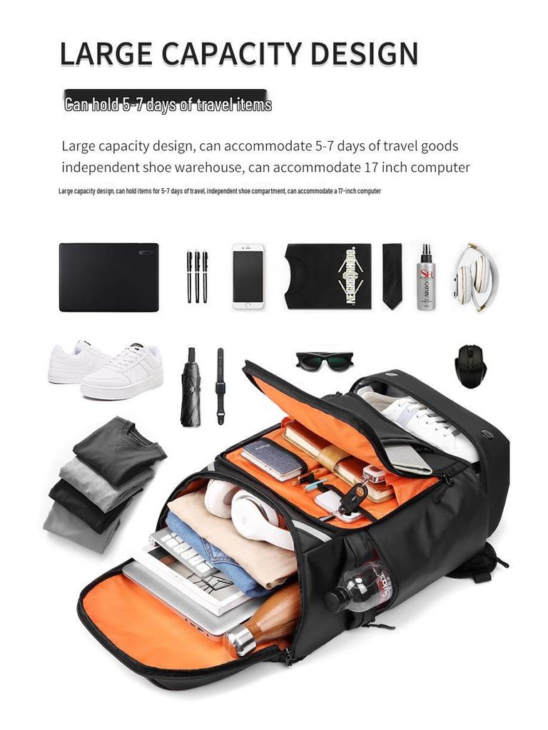 Men’s Large Capacity Sports Travel Backpack: Lightweight, Wet/Dry Separation, Business Trip & School Computer Bag