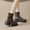 Round Toe Chunky Woman Short Shoes Spring Autumn Leather Ankle Boots for Women Goth Chic and Elegant Y2k New Rock Booties Sale