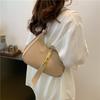 Stylish Crescent Shoulder Bag Pu Leather With Sleek Stitching Trendy Street Fashion