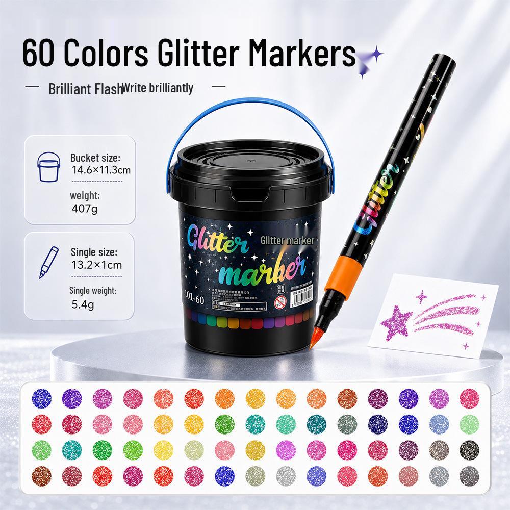 80-Color Glitter Marker Pen Set with Soft Tips for Students & Art Projects, Ideal for Dreamy Doodling & Creative Journaling