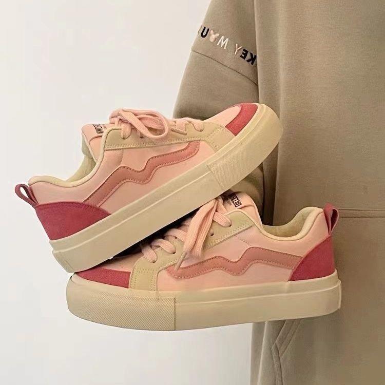 

Популярные розовые кеды Xiaoxiangfeng женские весна 2025 новинка толстая подошва дизайнерские нишевые универсальные повседневные кеды 40 розовый