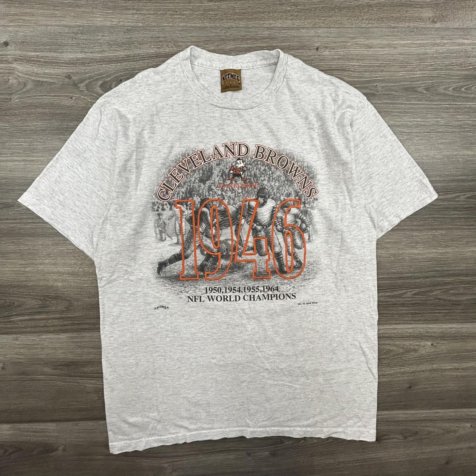 

Vintage Cleveland Browns 1946 Nutmeg Champions Sports History Tee for Football Heritage Enthusiasts and Nostalgic Collectors 4XL
