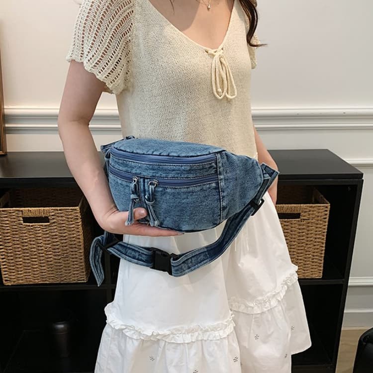 Borsa pettorale in denim lavato retrò americano