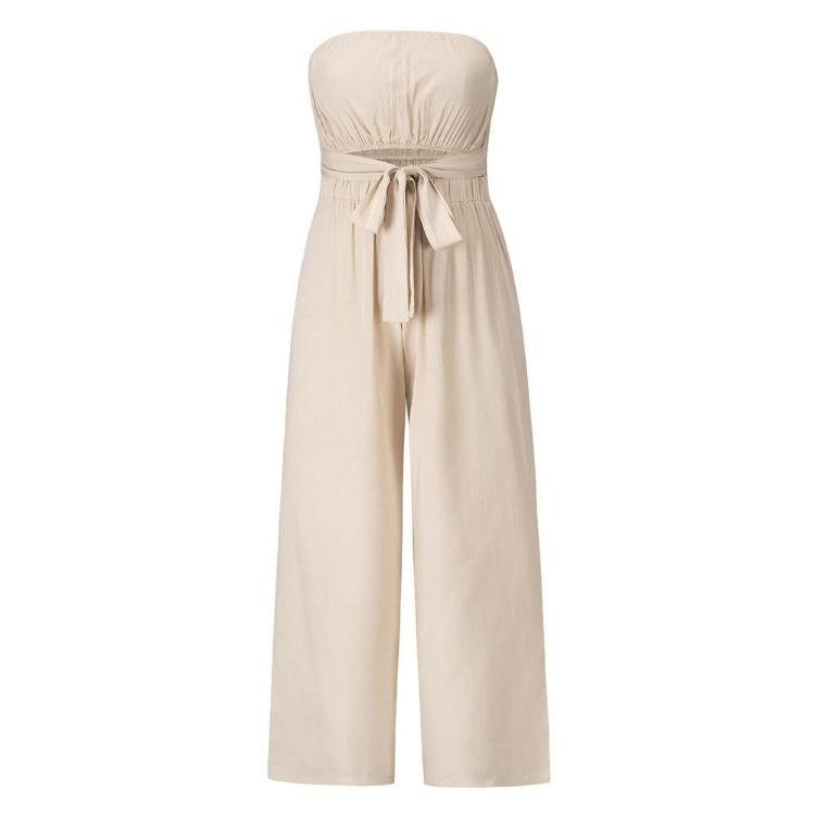 Women Slim Fit Backless Jumpsuit Set Straight Pants Spring Summer Outfit