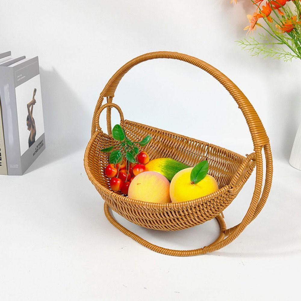 With Handle Imitation Rattan Basket High Grade Multipurpose Storage Basket Home Kitchen