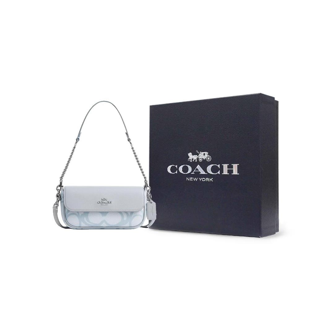 Coach Hailey 20 Logo Classic Coated Canvas And Leather Crossbody Bag Small Women bags Blue CBJ18-SVNB9