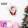 Indoor Outdoor Holiday Decor 3D Santa Claus Wall Sticker, Realistic Breaking Decal for Christmas Decoration, Festival Atmosphere Decoration Waterproof