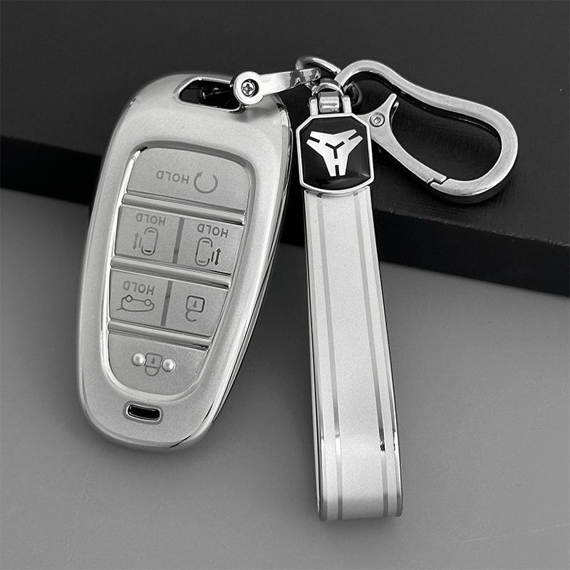 Hyundai Tucson L Quicksand Silver 4-Button Key Case - Korean Car Interior Protective Shell