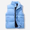 Men Windproof Vest Stand Collar Sleeveless Button Zipper Closure Waistcoat with Pockets Solid Color Thickened Down
