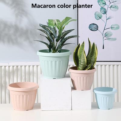 Flower Pots Lightweight Thickened Large Capacity Deep Anti-deformation Decorative Macaron Color Imitation Ceramics Planter Pot Greenery Accessories
