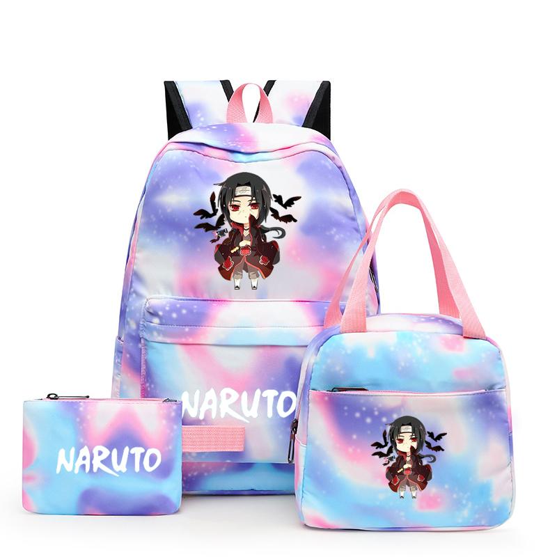 3-teiliger Schulrucksack für Mädchen Y2K mit Lunch-Taschen, Studenten-Taschen-Set, Kinder-Stifttasche, zurück zur Schule, Anime-Leinwand-Rucksack