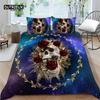 Sugar Skull Segas pārvalks Gothic Skull Skeleton Gultas veļas komplekts Šausmu tēmas Mierinājuma pārvalks Pilns King tīņiem Pieaugušajiem Guļamistabas dekors