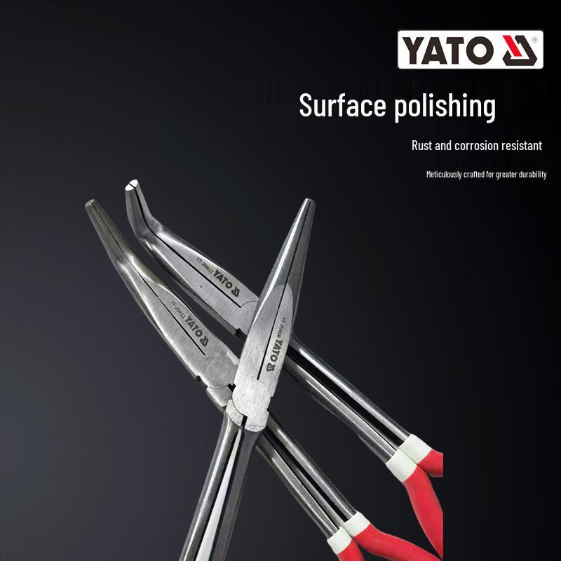 YATO 11" and 16" Angled Bent Needle Nose Pliers - Long, Pointed Tip for Automotive Use