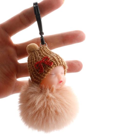 Bola de boneca de pelúcia fofa para bebê dormindo com laço fofo?Pingente?Porta-chaves