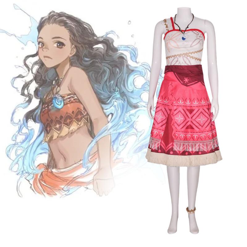 Moana Cosplay Costume Set For All Ages Stunning Moana Outfit With Skirt Top And Accessories