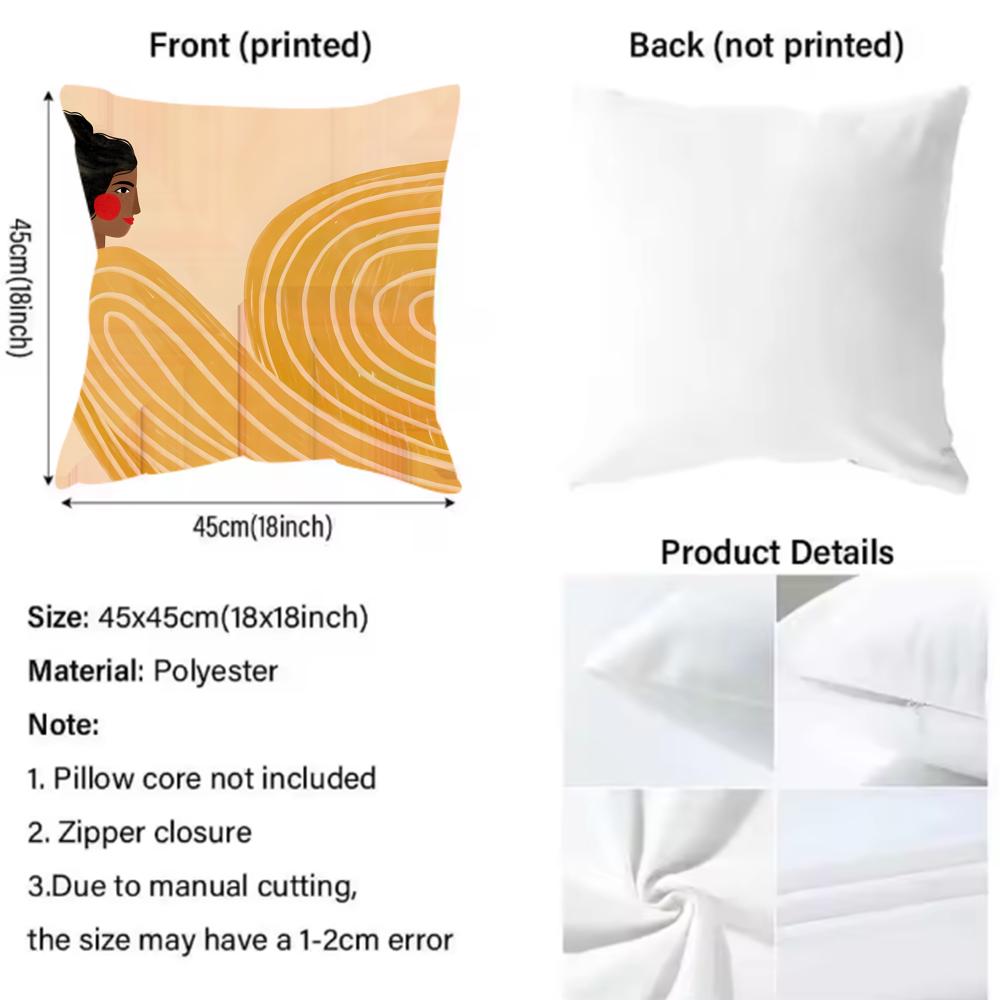 Abstract Figure Lines Girl Sofia Cushion Cover Reversible Plush Pillow Cover – For car, sofa, bedroom, perfect as a gift.
