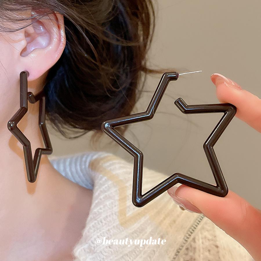Steel Needle Acrylic Round Star Stud Earrings Casual Simple Daily Commute Versatile Earrings Design Sense Niche Earrings