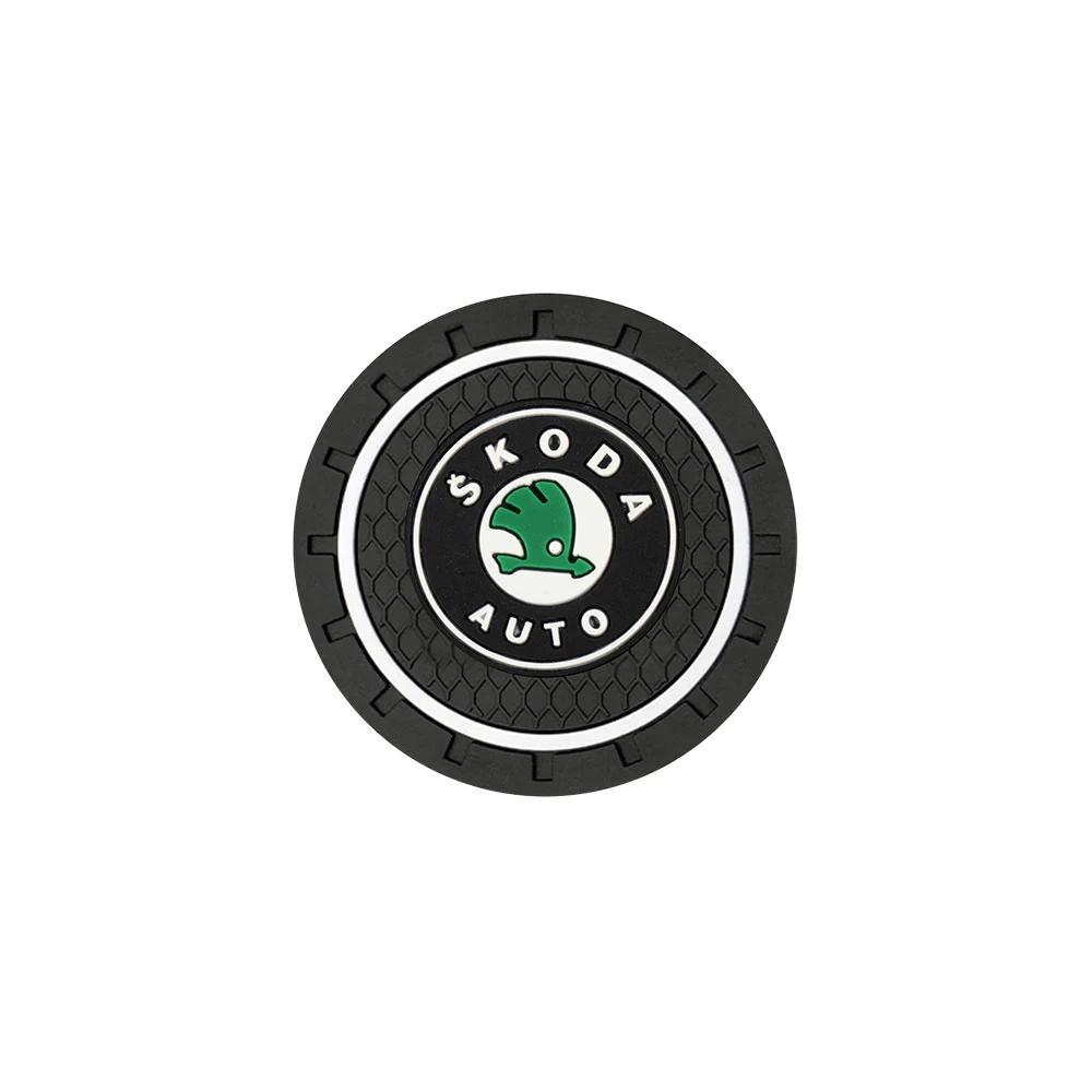 2025 Hot 1/2/4Pcs Car Coaster Water Cup Mat Non-Slip Pad Accessories For Skoda Rapid Scala Kodiaq Fabia Kamiq Karoq Octavia 2 3