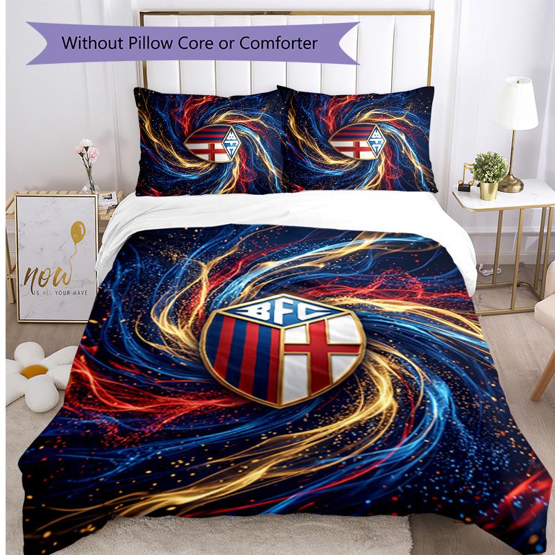 Bologna FC Printed 3PCS Bedding Set Breathable Duvet Cover with Pillowcases Decorative Bed Linen for Bedroom Home