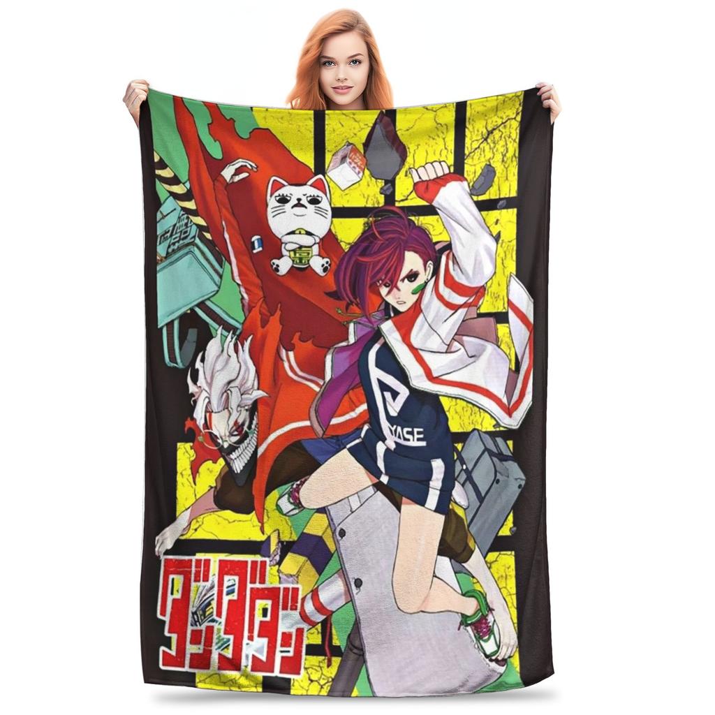 Cartoon Manga Dandadan Action Comedy Creative Blanket Portable Flannel Sofa Throw Blanket for Bedroom Outdoor Throws Bedspread