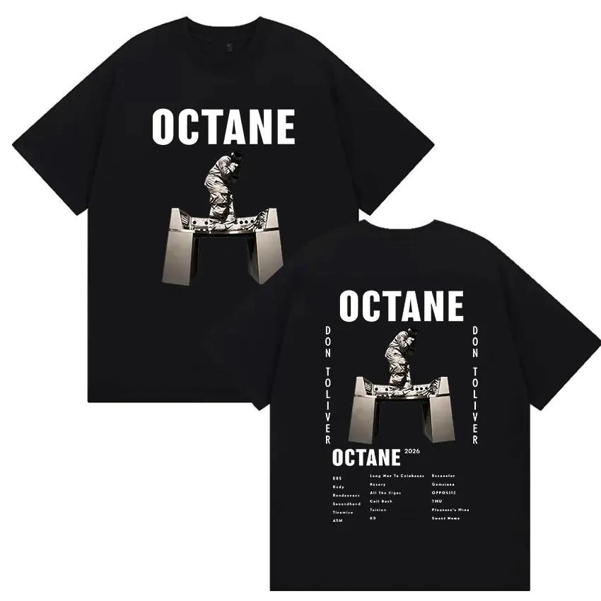 Футболка с мерчем рэпера Don Toliver Octane Tour 2026 Мужская Хип-хоп Ретро Стиль Футболки с коротким рукавом Хлопковая футболка Streetwear 4XL