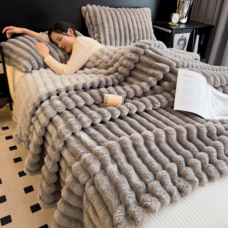 

Флисовое одеяло Niche: Фланелевое одеяло с имитацией меха кролика для односпальной/двуспальной кровати 200x230 cm