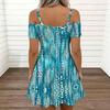 Women Shoulder Strap Plus Size Dress Elegant Floral Printed Loose Summer Vacation Dress