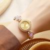 Gold Rhinestone-Inlaid Quartz Bracelet Watch Luxury Quartz Watch  Festive Occasion