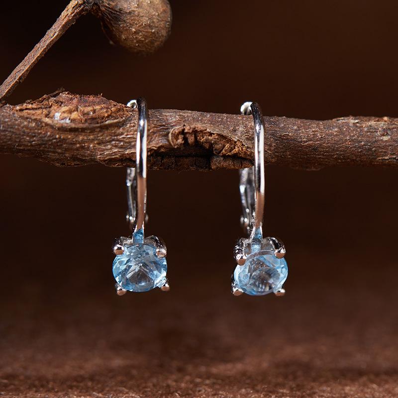 S925 Sterling Silver Gemstone Ear Studs - Garnet, Citrine, Amethyst, Topaz & Diamond Hoops for Women