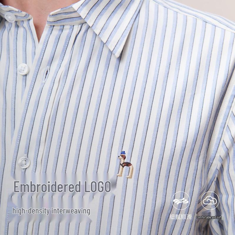 HAZZYS Men's Brushed Cotton Striped Long Sleeve Casual Shirt