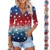 Women's Fashion Casual Print Button-down Shirt 3/4  Sleeve Tops