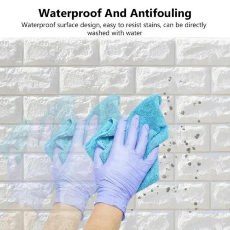 70cm*1m Long 3D Brick Wall Stickers DIY Decor Self-Adhesive Waterproof Wallpaper for Bedroom Kitchen Home Wall Decor