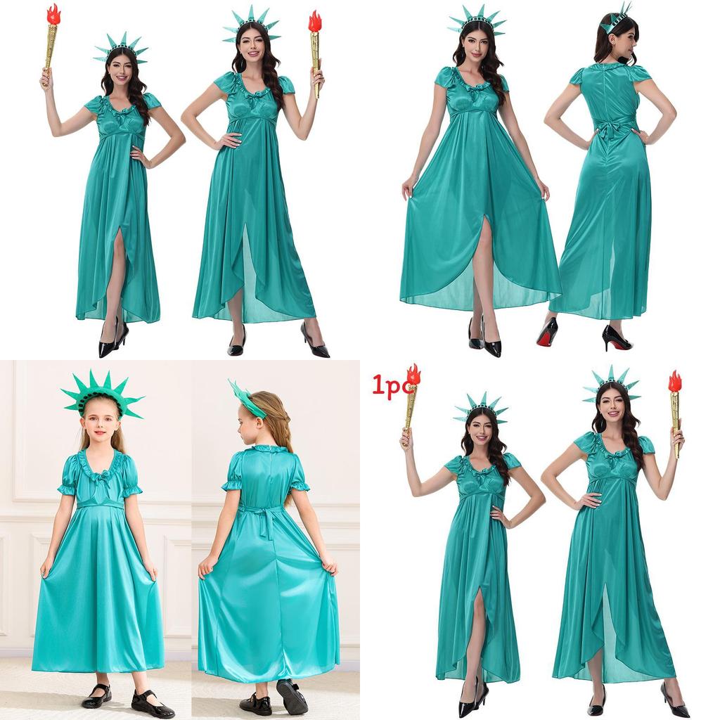Statue Of Liberty Halloween Outfit With Flexible Polyester For Stage And Cosplay Use