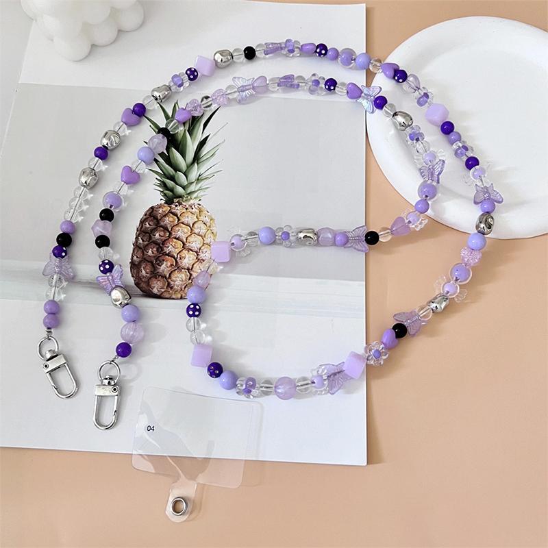 Creative Simple Colorful Love Transparent Beads Mobile Phone Case Cross-Chain