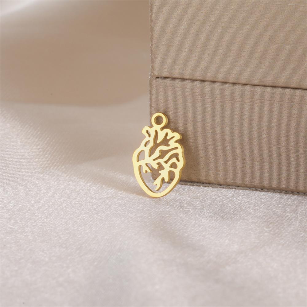 My Shape 5 Pcs Anatomical Heart Charms for DIY Necklace Bracelet Stainless Steel Human Heart Pendants for Jewelry Making Gifts