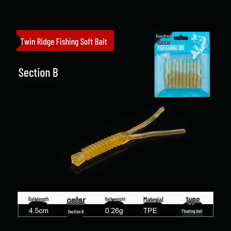 

Double-Tailed 5-Color Fishing Soft Bait Lure - Maggot Micro-Organism Worm for Drop Shot Fishing