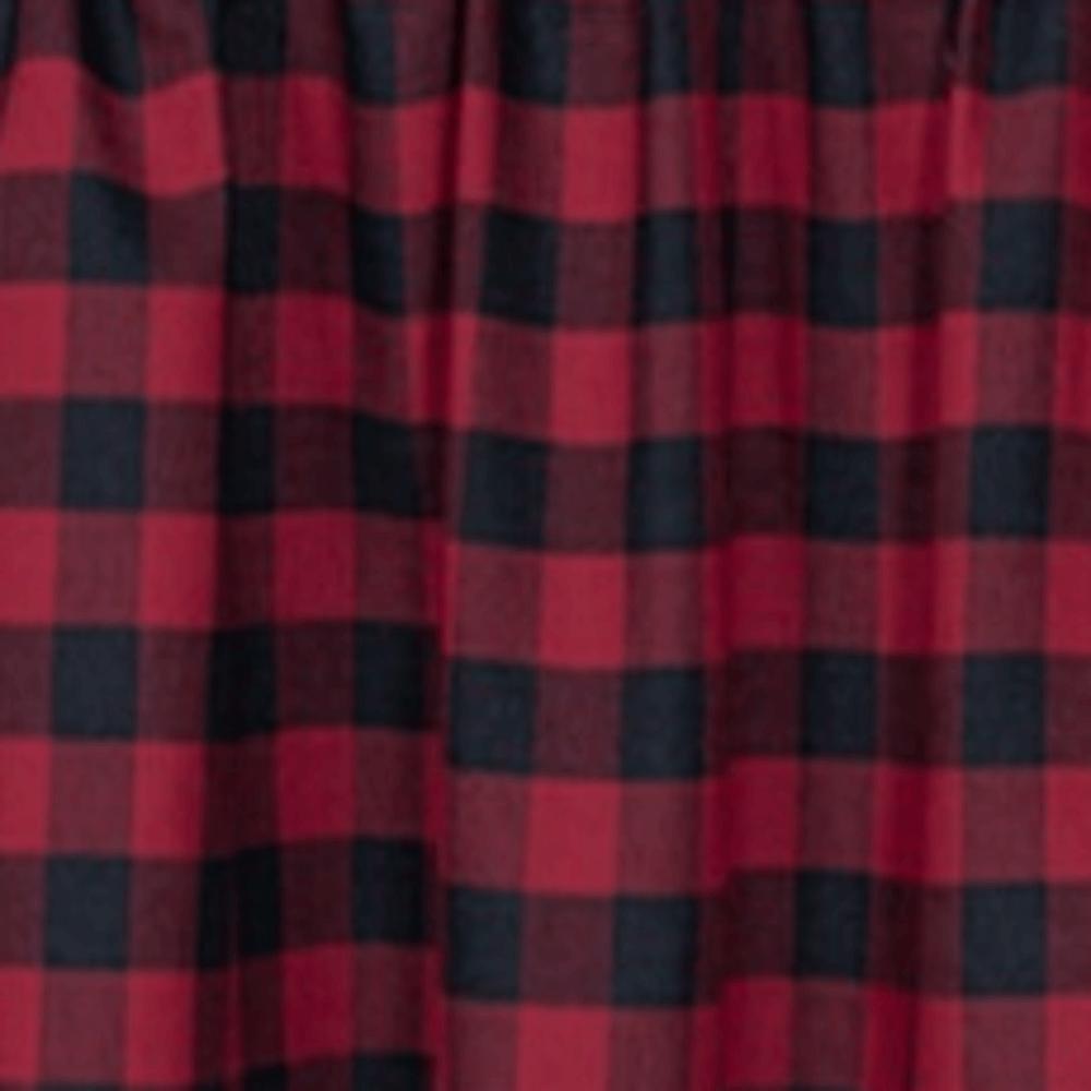 Polyester Door Valance Curtain Red Black Plaid Window Curtain Kitchen Valance Curtain For Kitchen