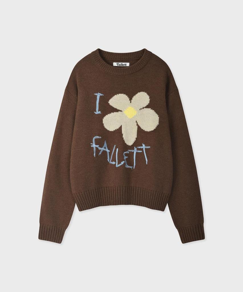 FALLETT Drawing Flower Knit Brown