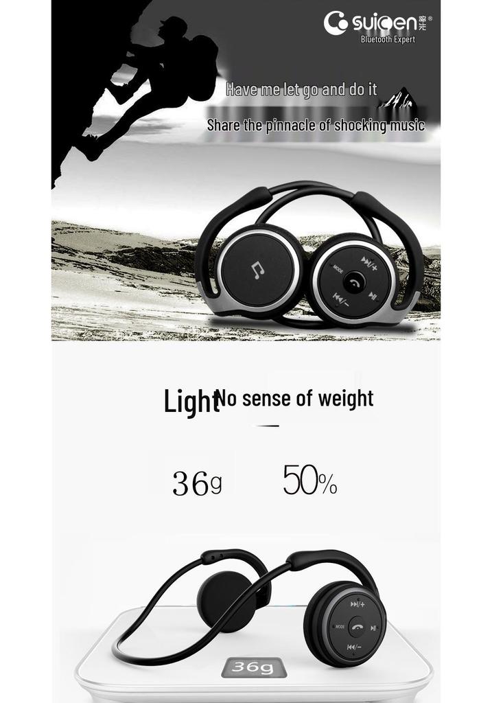 Shuai698 Bluetooth 5.0 Wireless Over-Ear Headphones with Card Slot Radio for Running