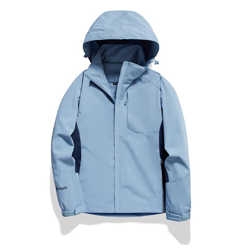 Jacket Men's Spring and Autumn Couple Solid Color Windproof Waterproof Sports Mountaineering Outdoor Hooded Removable Jacket