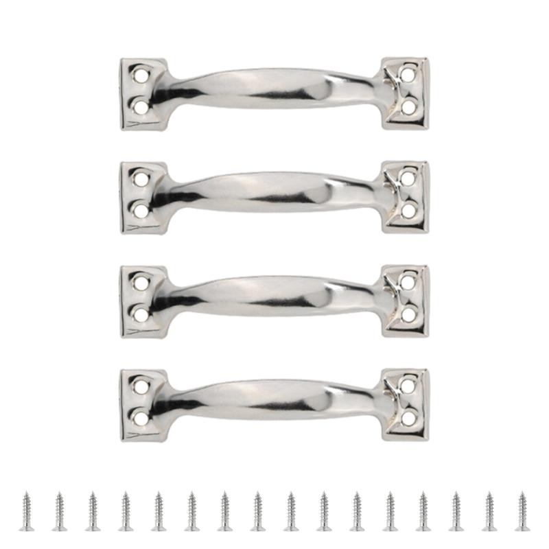 4pcs Arched Handles for Garage Door and Indoor Cabinets Metal Barn Door Pulls Easy Install Wood Fence Cupboard Handles