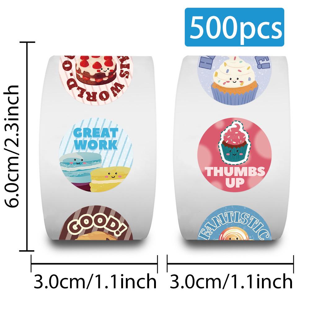 Cartoon Dessert Reward Roll Stickers - 500 Sheets for DIY Journals & Envelope Sealing