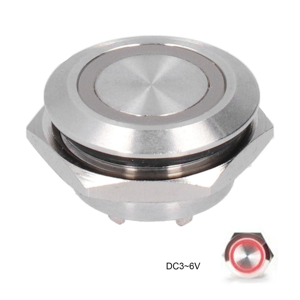 5Pcs Momentary Push Button Switch Metal Auto Reset Ultra Thin Waterproof with LED 19mmDC3~6V Red