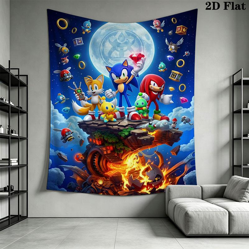 Hedgehog Sonic Speed Wall Hanging Printed Fabric Blanket Decorative Tapestries for Bedroom Living Room Home Decor