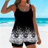 Women's Swimwear Tankini 2 Piece Swimsuit  Floral Hem Pattern Vacation Bathing Suits