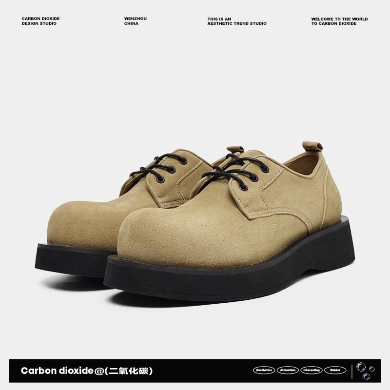 Black Platform Derby Shoes, New Niche Heightening Casual Leather Shoes, British Commuter Big Head Shoes